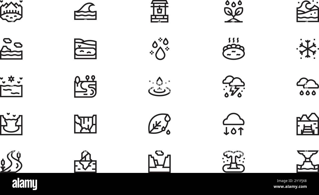 Water in nature icons High-Quality Vector Icons Collection with ...