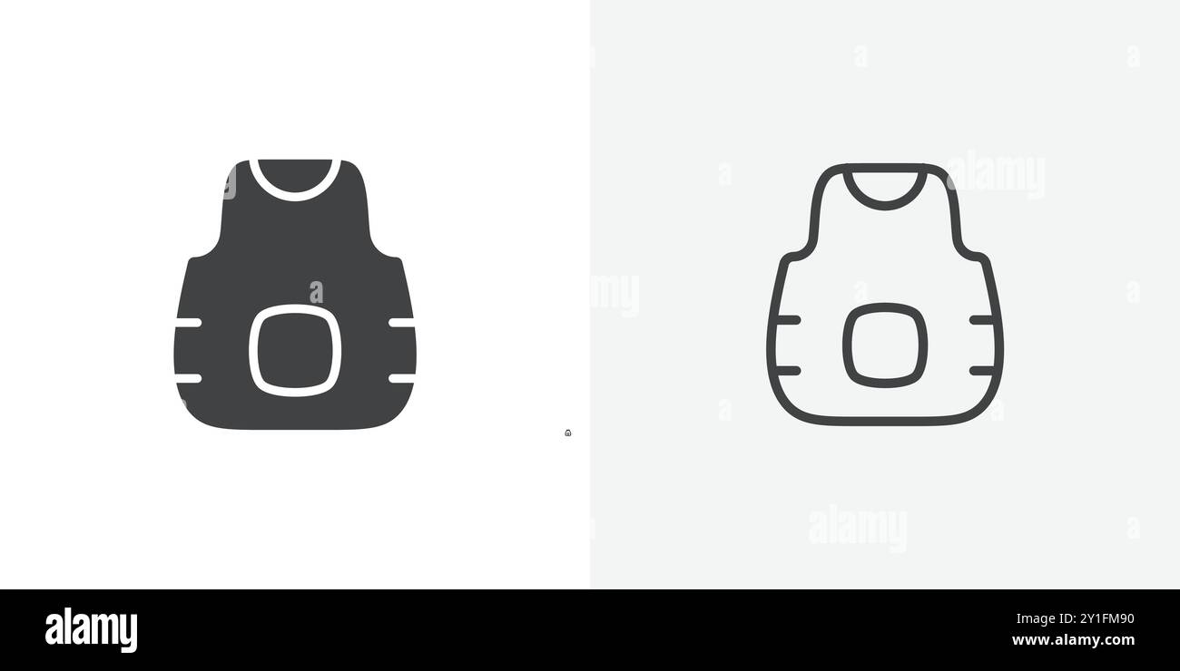bulletproof vest icon Flat outline Collection in Black and white ...