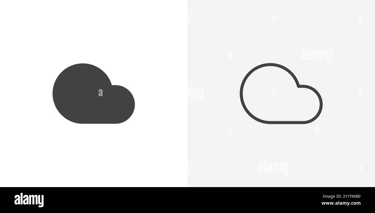 Cloud icon Flat outline Collection in Black and white background Stock Vector