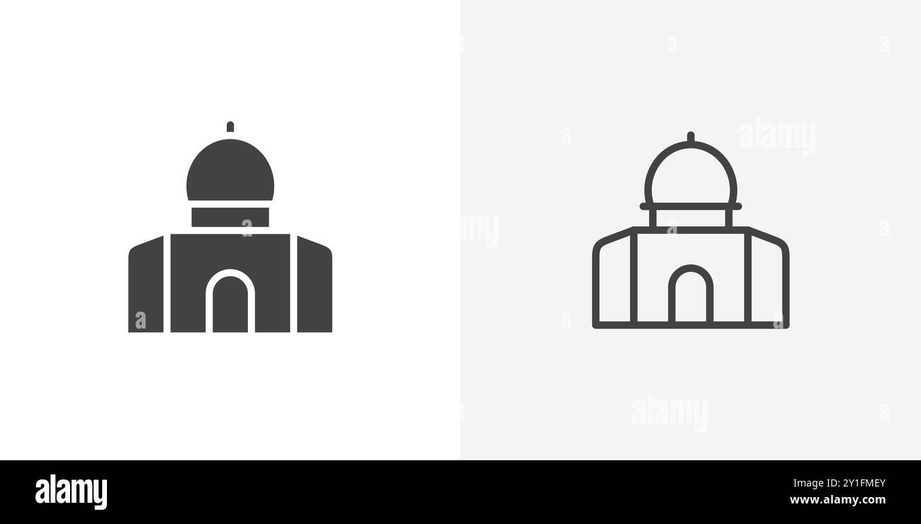 Mosque icon Flat outline Collection in Black and white background Stock ...