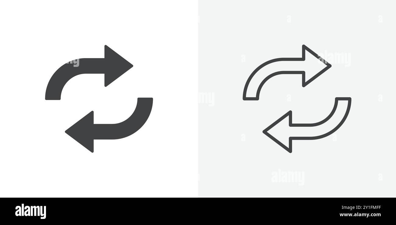 Refresh icon Flat outline Collection in Black and white background ...