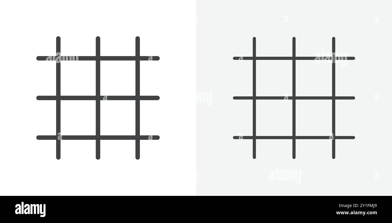 Grid icon Flat outline Collection in Black and white background Stock ...