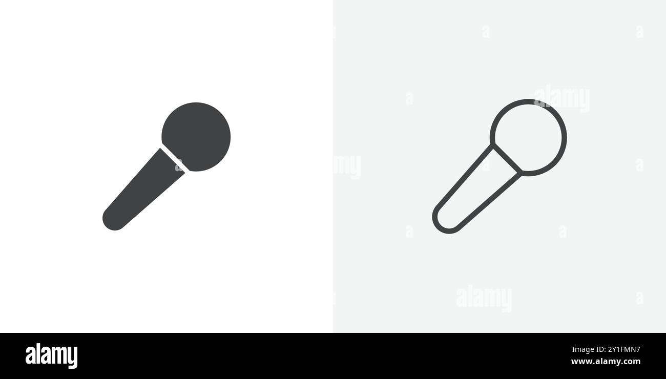Microphone icon Flat outline Collection in Black and white background ...