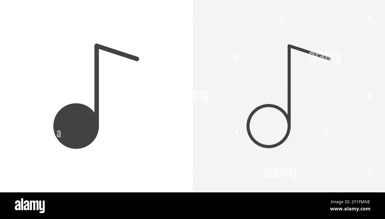 Music icon Flat outline Collection in Black and white background Stock ...