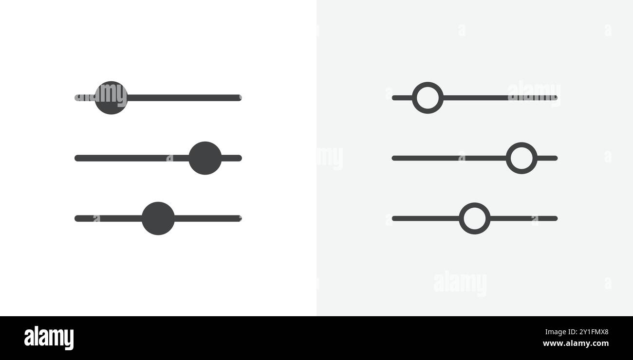 Settings icon Flat outline Collection in Black and white background ...