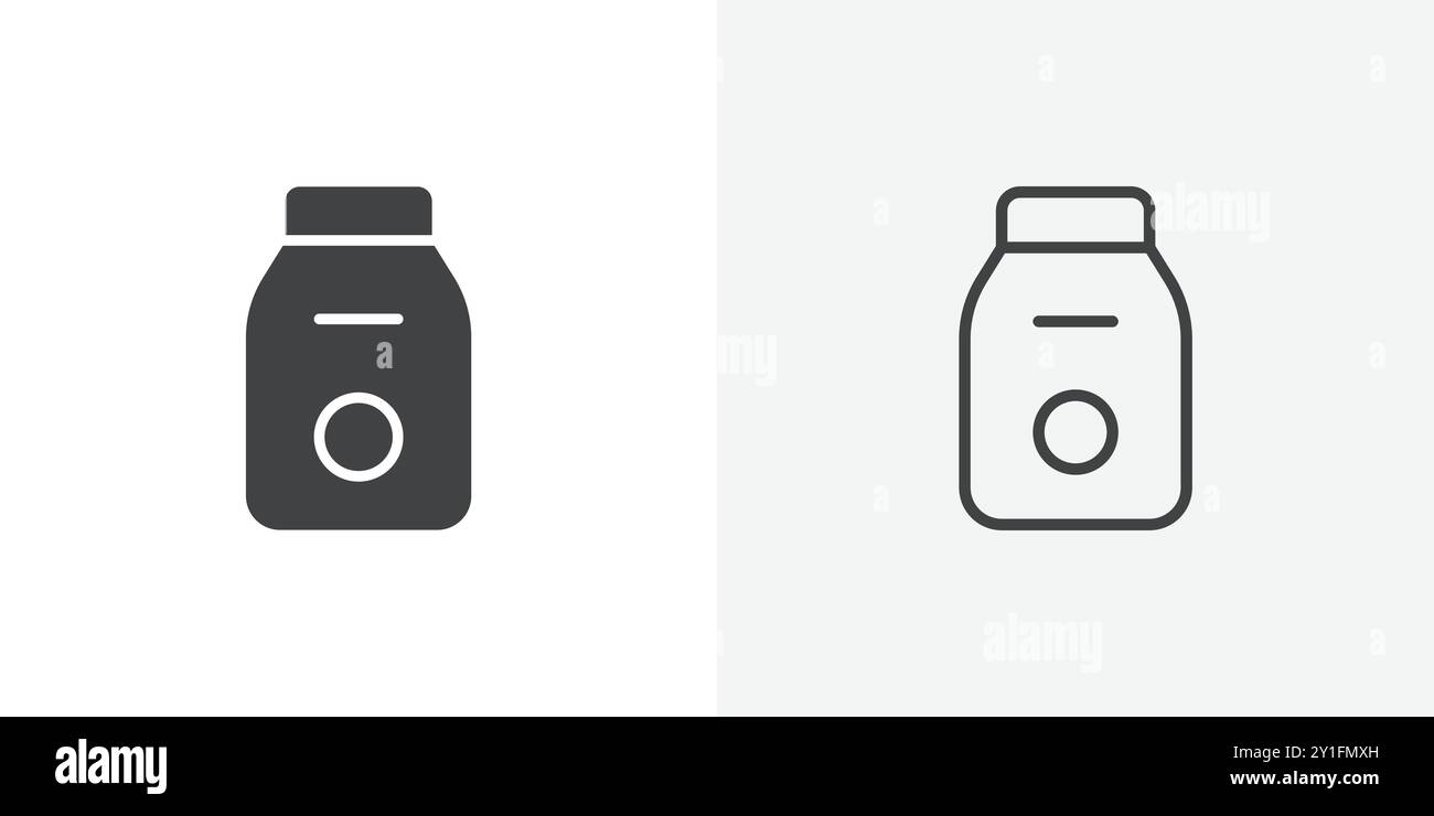 Milk icon Flat outline Collection in Black and white background Stock ...