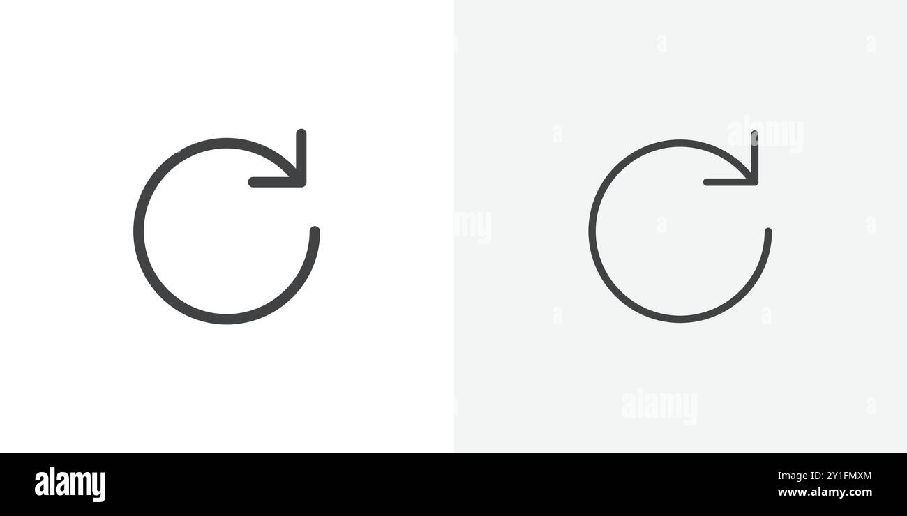 Refresh icon Flat outline Collection in Black and white background Stock Vector