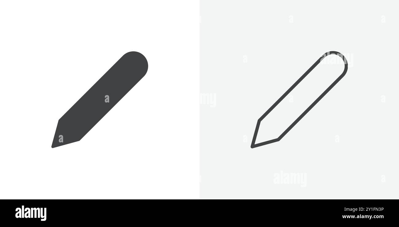 Pencil icon Flat outline Collection in Black and white background Stock ...