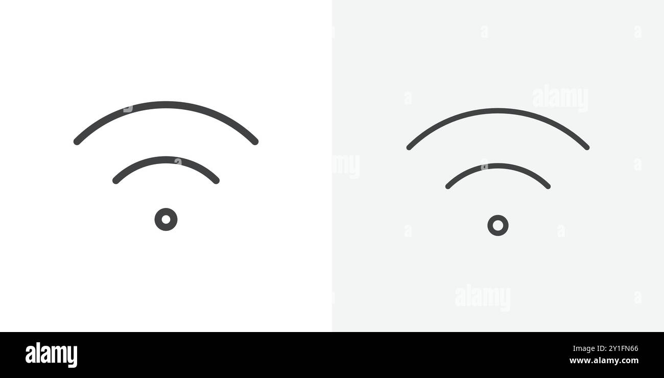Wifi icon Flat outline Collection in Black and white background Stock ...