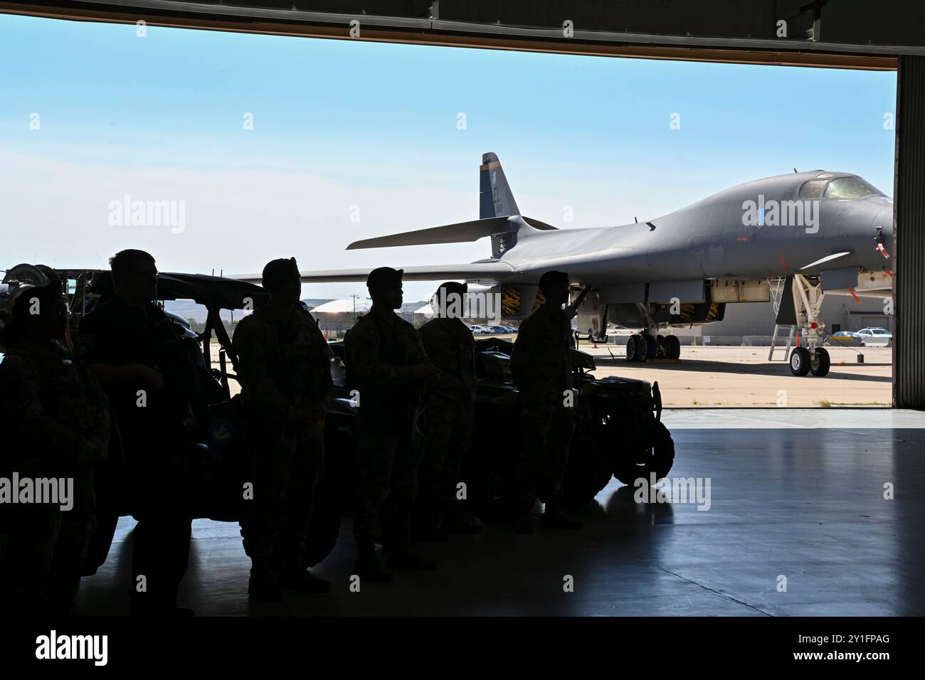 A U.S. Air Force B-1B Lancer assigned to the 37th Bomb Squadron is ...