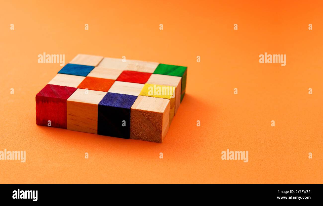 Wooden cubes different colors hi-res stock photography and images - Alamy