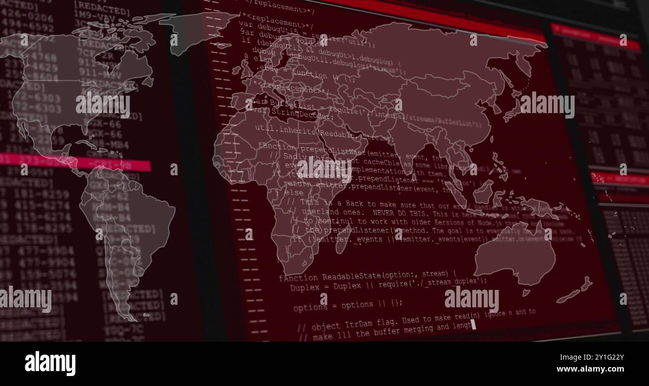 World map and programming code, cybersecurity image Stock Photo - Alamy