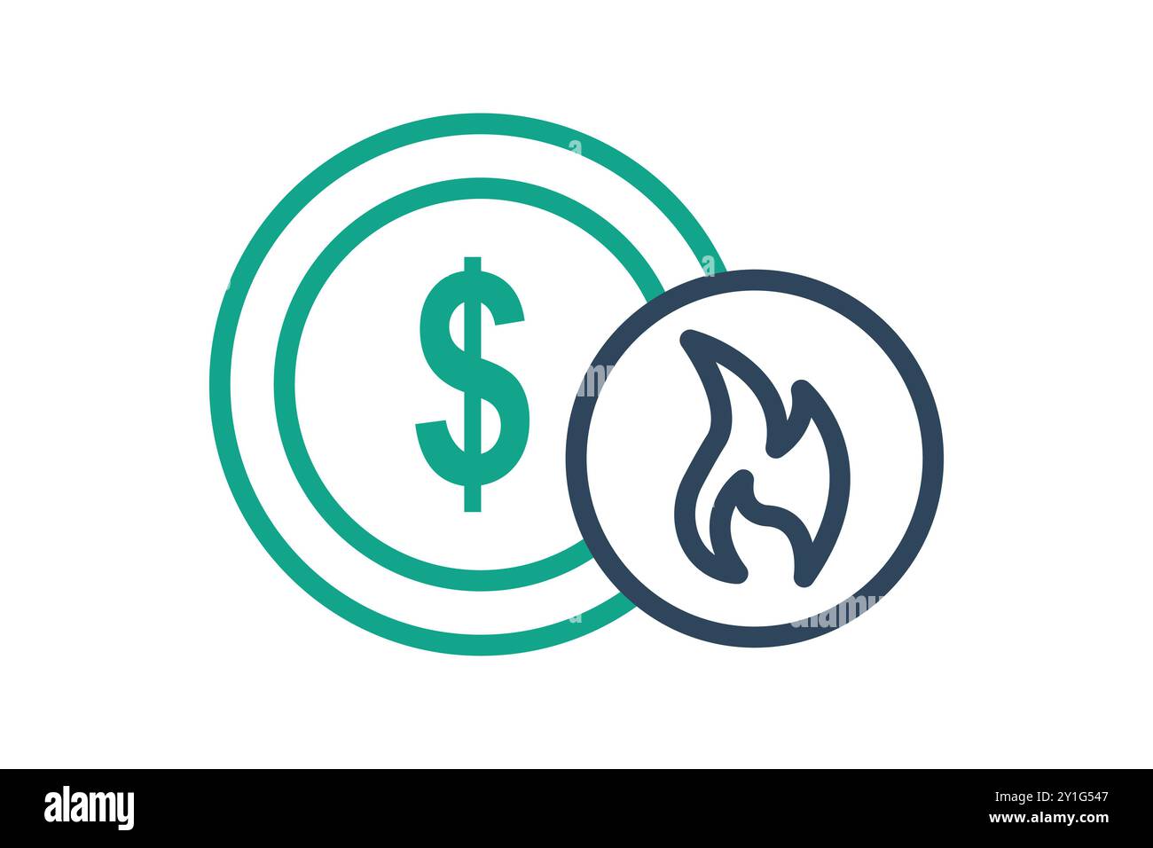 Disruption icon. line icon style. dollar with fire. icon related to SWOT. business elements vector illustration Stock Vector