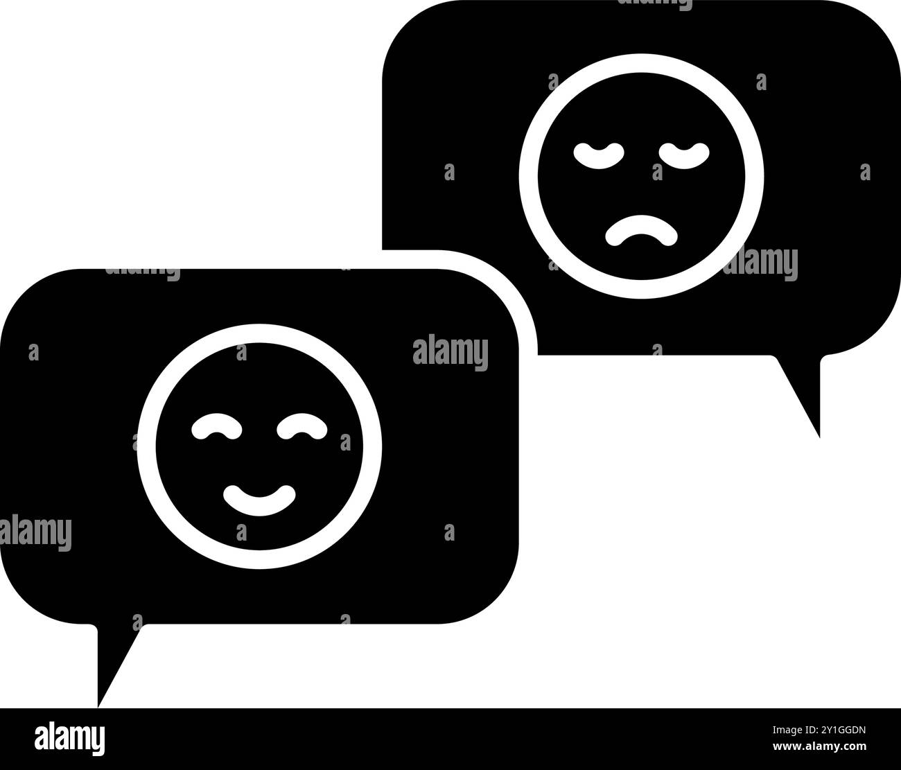 icon solid glyph bubble chat with sad and happy emoji. Editable file Stock Vector