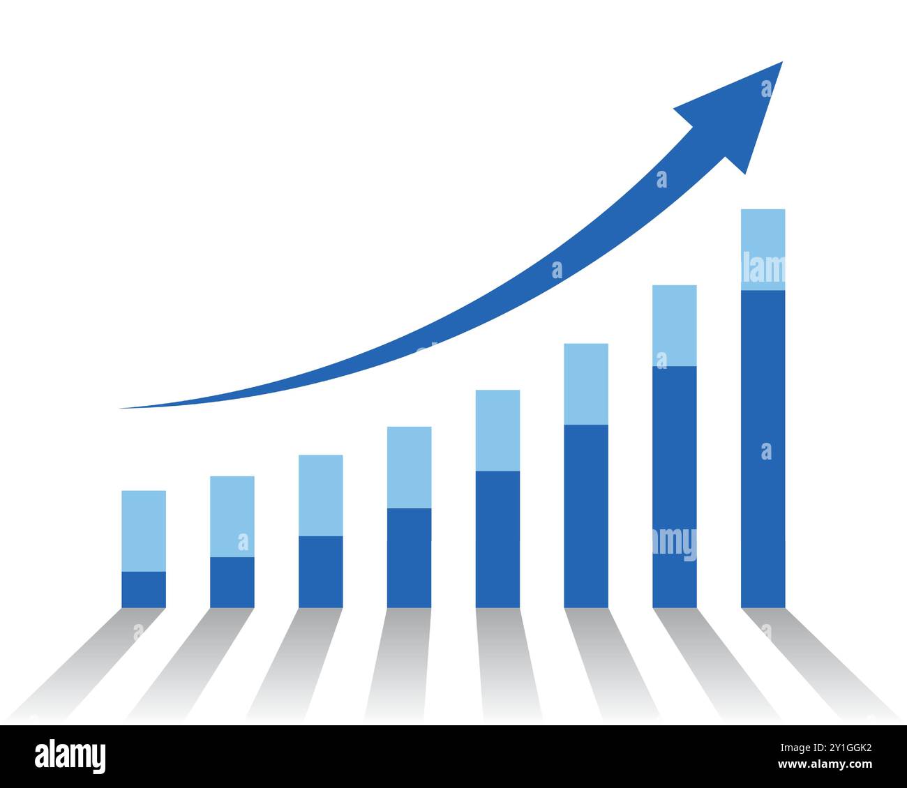 Graph with increase report. Diagram with rise and gain progress. Vector ...
