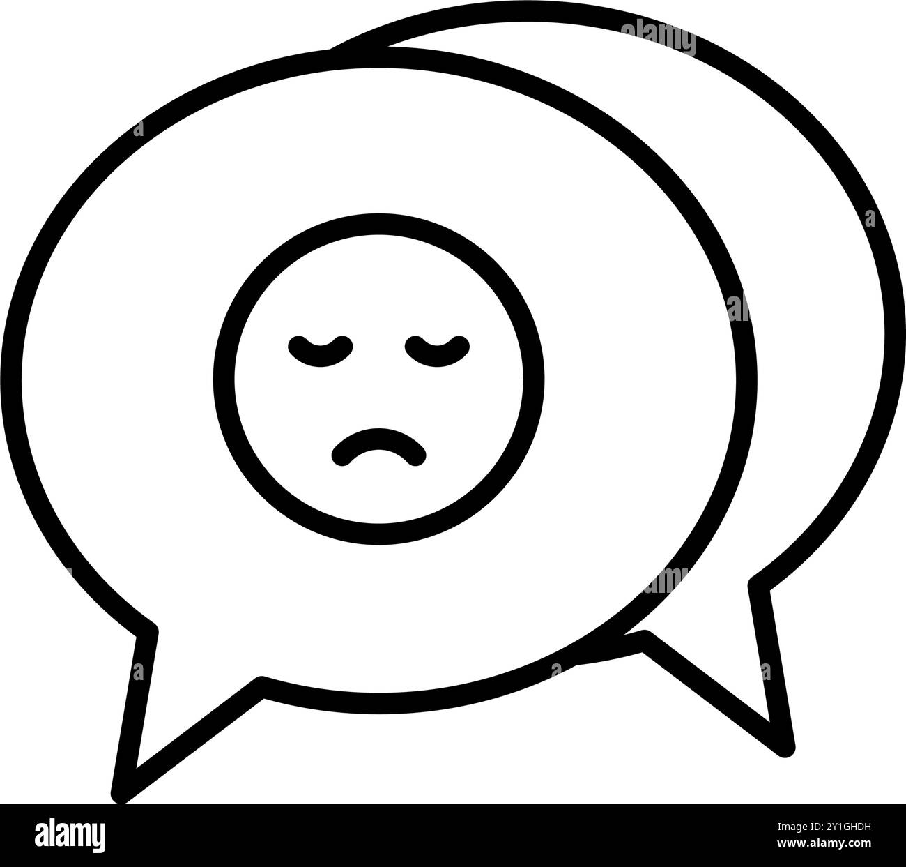 icon line bubble chat with sad expression emoticon. Editable file Stock Vector