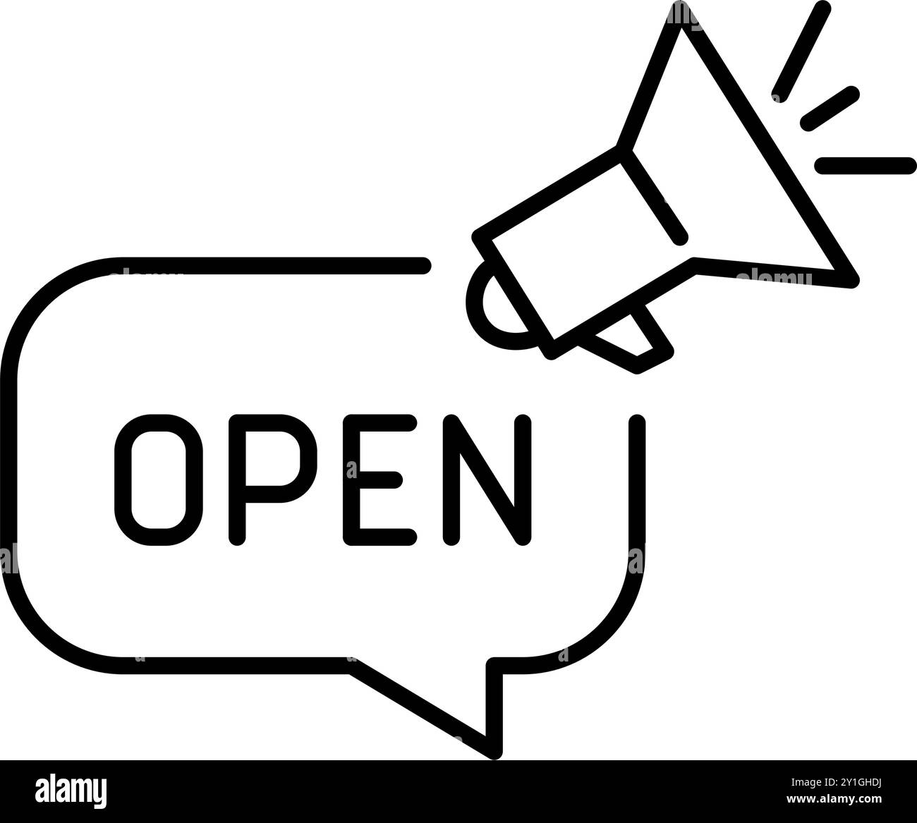Speech bubble with open message on it and megaphone. Public ...