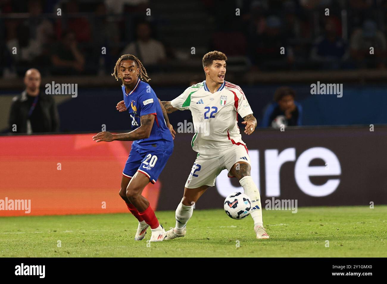 Bradley Barcola (France)Giovanni Di Lorenzo (Italy) during the UEFA