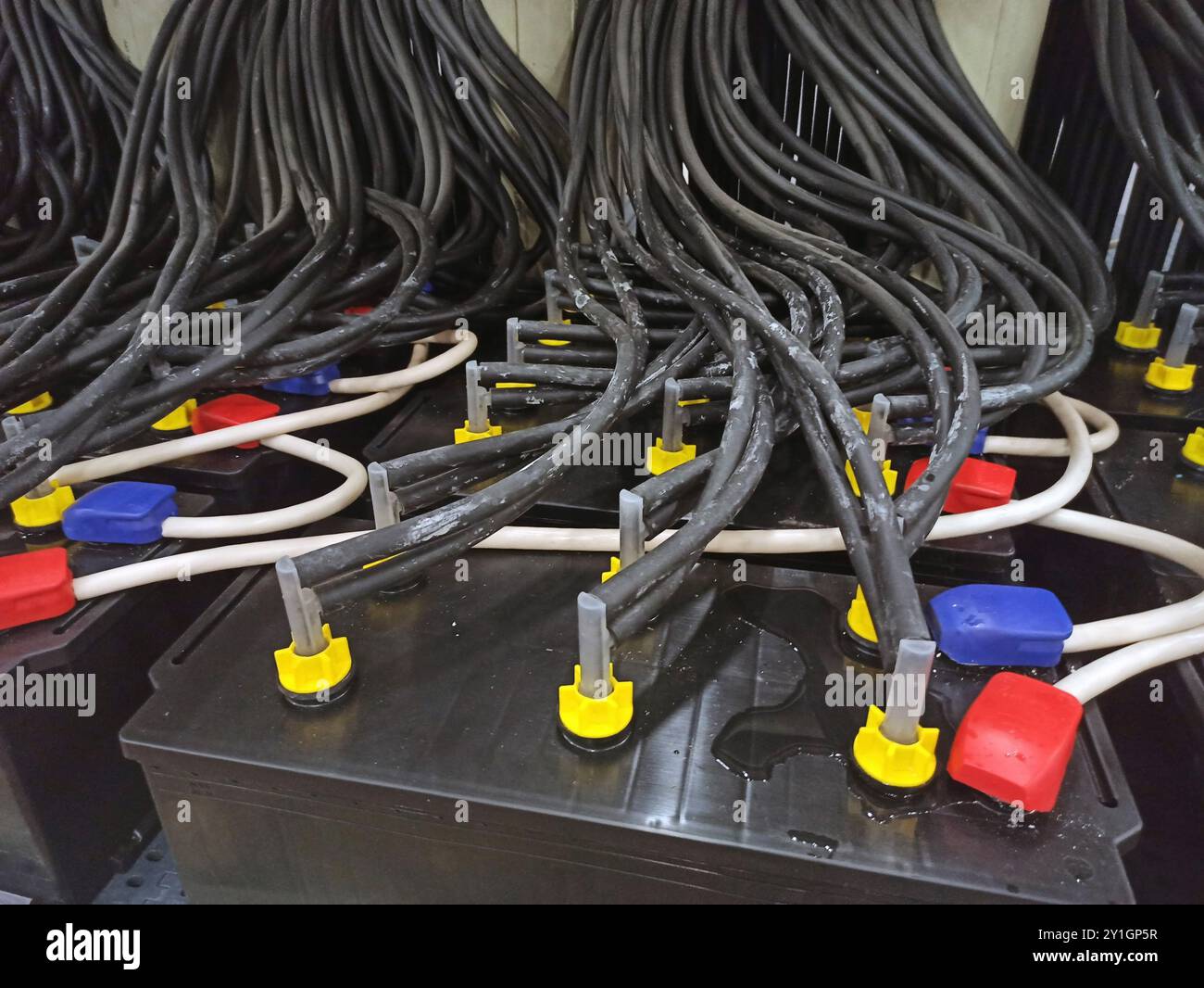 The production process of new energy batteries. Stock Photo