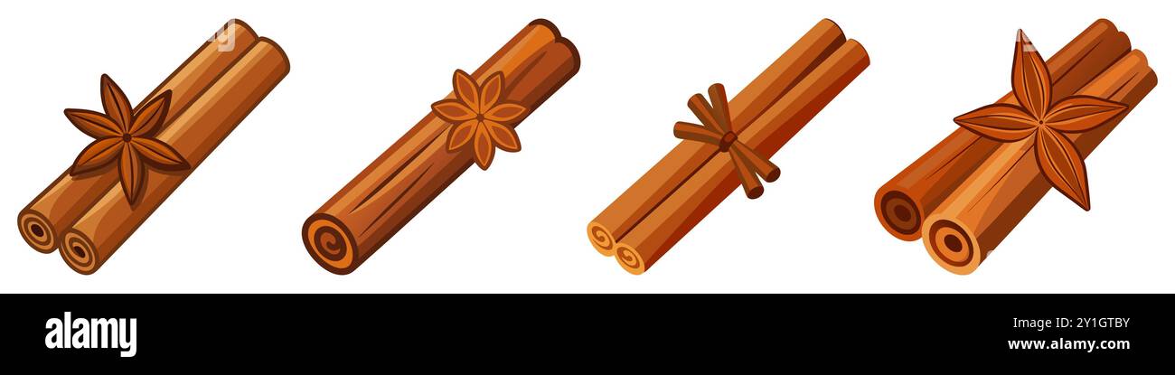 Cinnamon sticks set. Cinnamon sticks isolated on white background ...