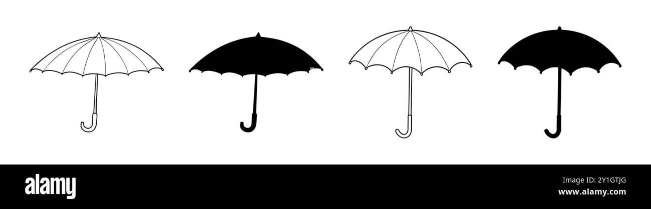 Black and white umbrella set isolated on a white background ...