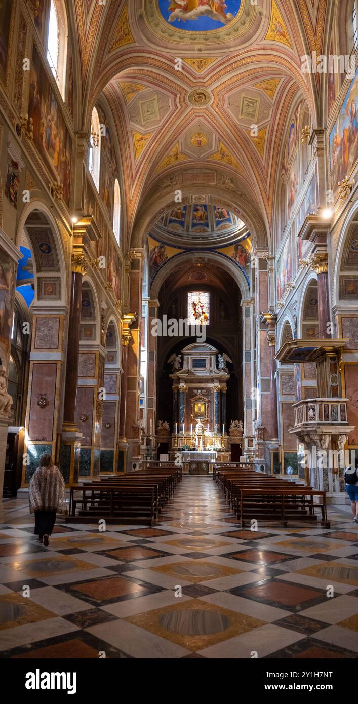 Rome, Italy, Inside of Chiesa di Sant'Agostino with paintings and ...