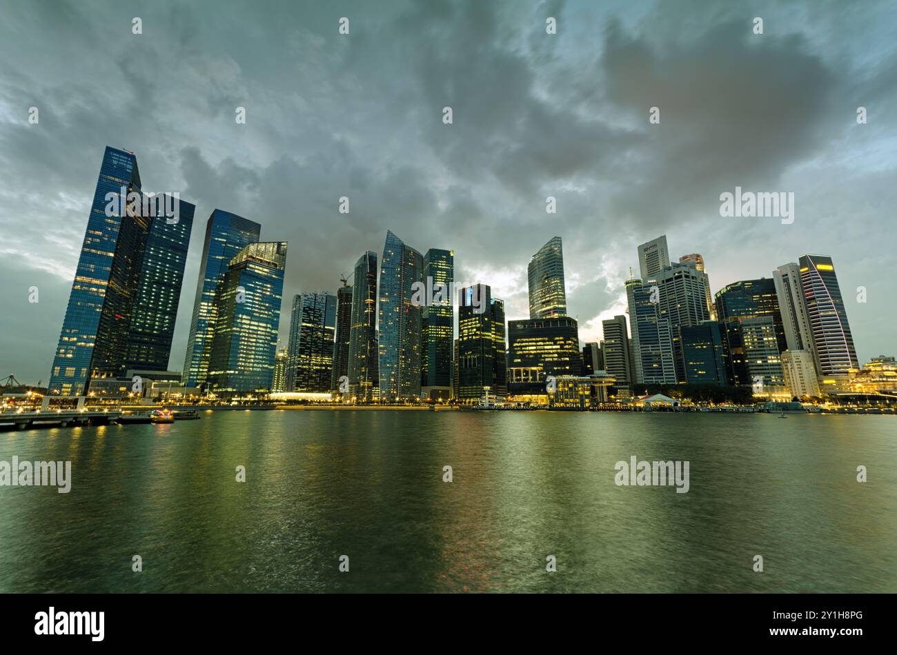 Evening time singapore city downtown hi-res stock photography and