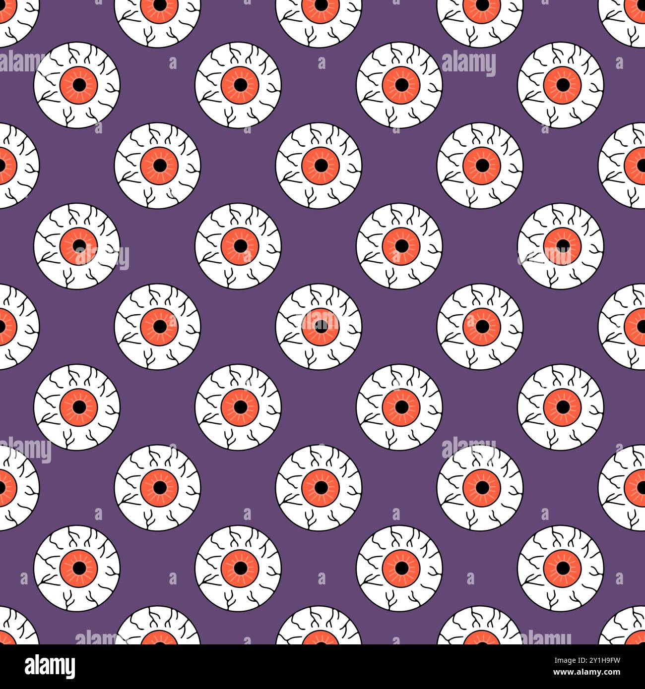 Seamless pattern with hand drawn Halloween eyeballs Stock Vector