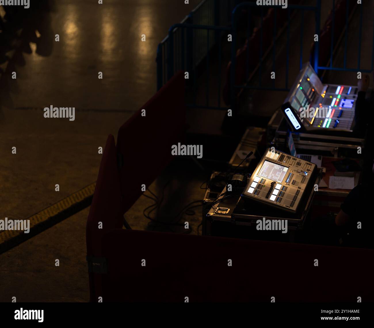 Control panels for sound and light on the stage Stock Photo - Alamy