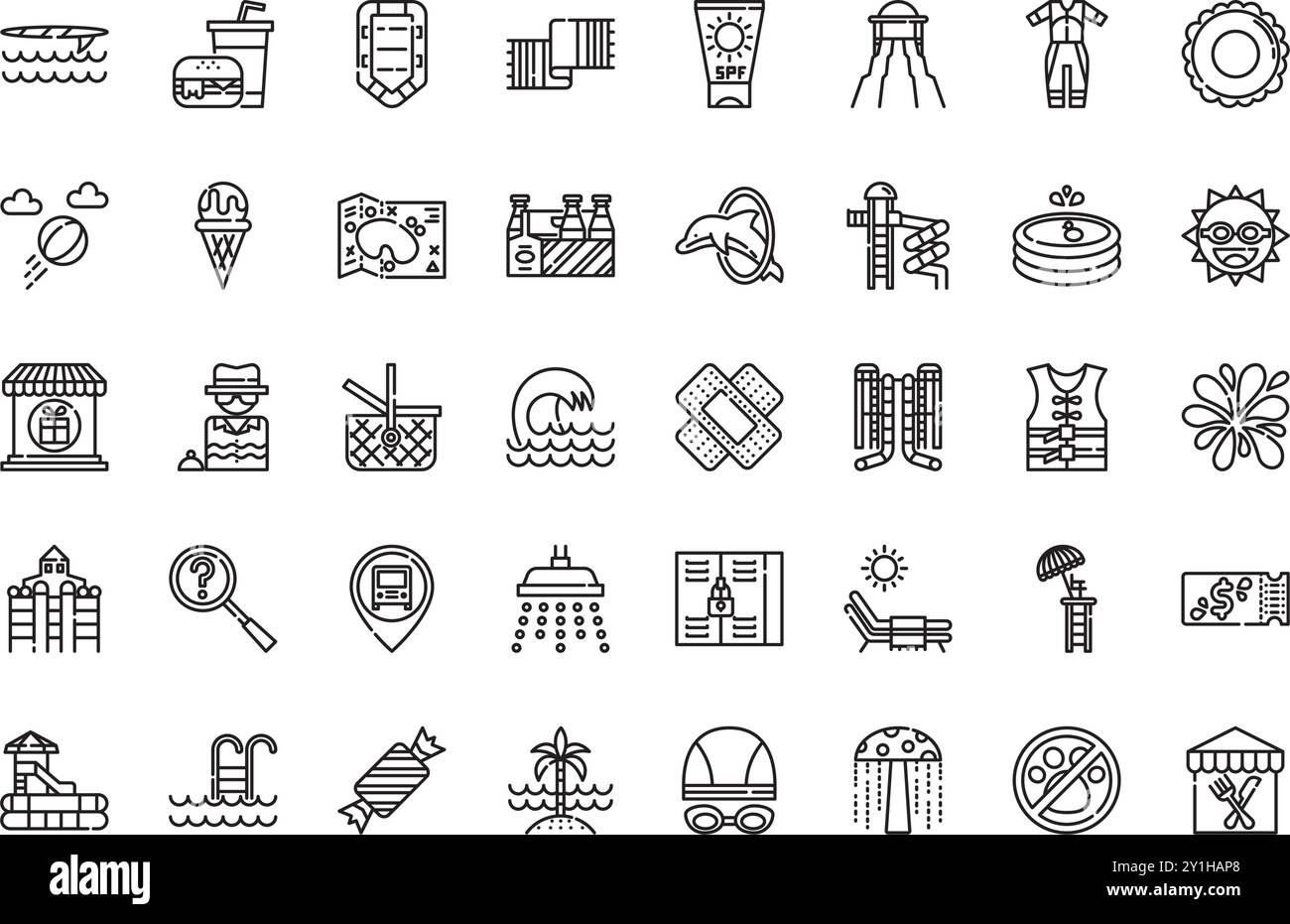 Water park icons High-Quality Vector Icons Collection with Editable Stroke. Ideal for Professional and Creative Projects. Stock Vector