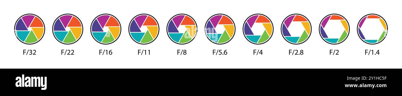Camera lens diaphragm collection. Aperture icon symbol set in different ...
