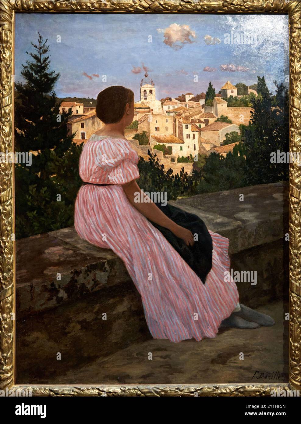 Frederic Bazille Montpellier 1841 Beaune la Rolande 1870 La Robe rose dit aussi Vue de Castelnau le Lez 1864 Musee d Orsay Paris France Stock Photo Alamy