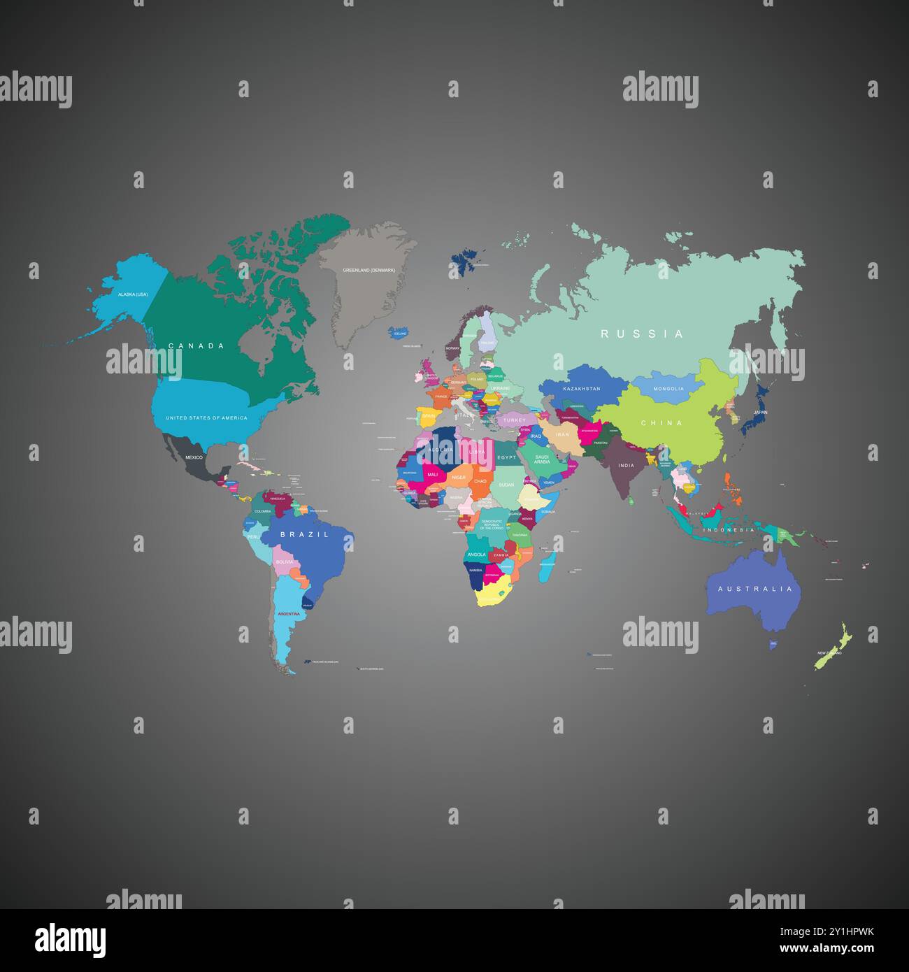 World Map with Province Unique Color Illustration Art Stock Vector