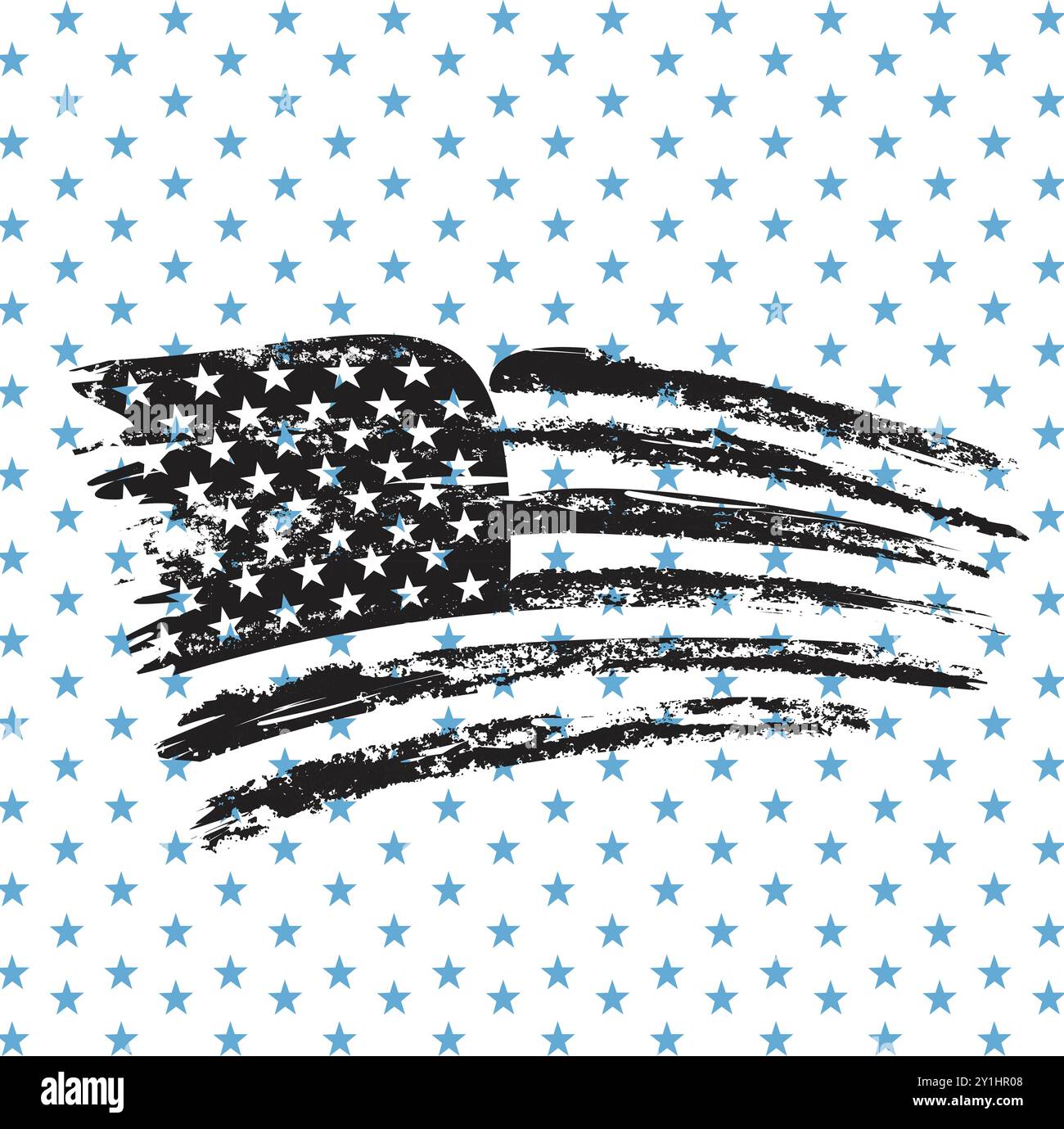 Black USA Flag Design with White Background Vector with Stars Stock Vector