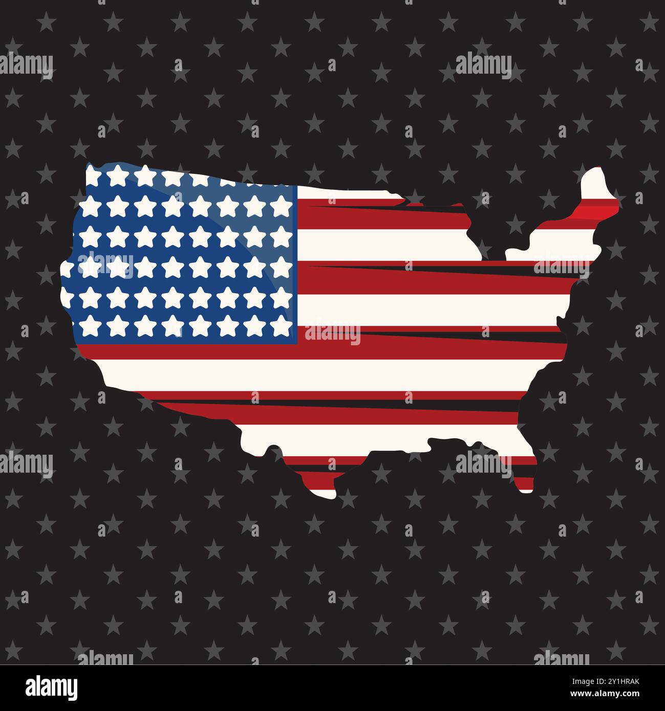 American Flag in American Map Black - American Flag In American Map Black Background Vector Art With Stars 2Y1HRAK 