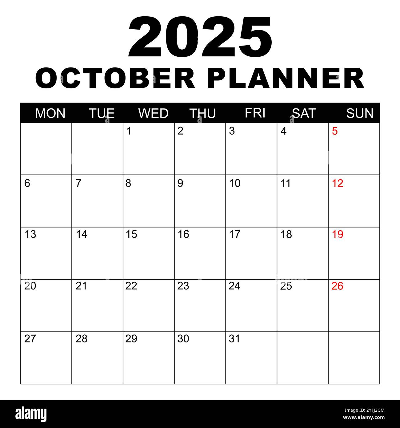 Simple 2025 year calendar week hi-res stock photography and images - page 2  - alamy