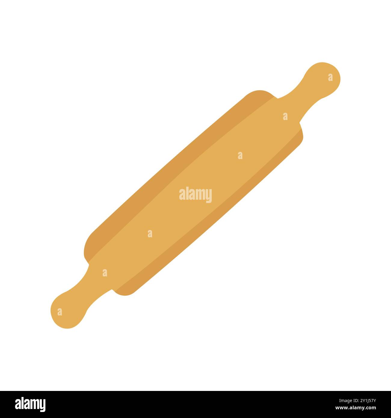 Illustration wooden rolling pin with handles on both ends, commonly used for rolling dough Stock Vector