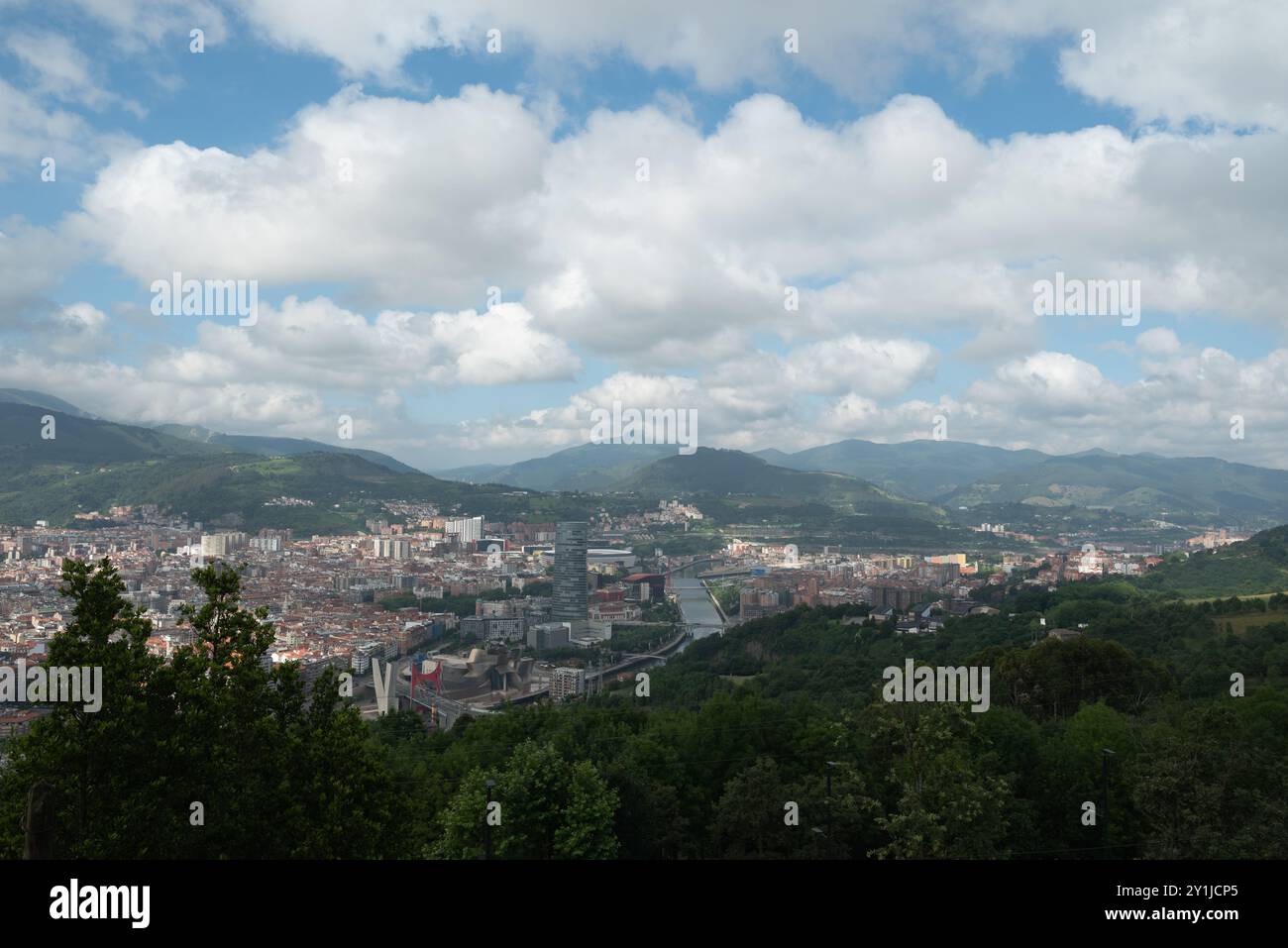The city of Bilbao in Spain, a cityscape view from the panoramic ...