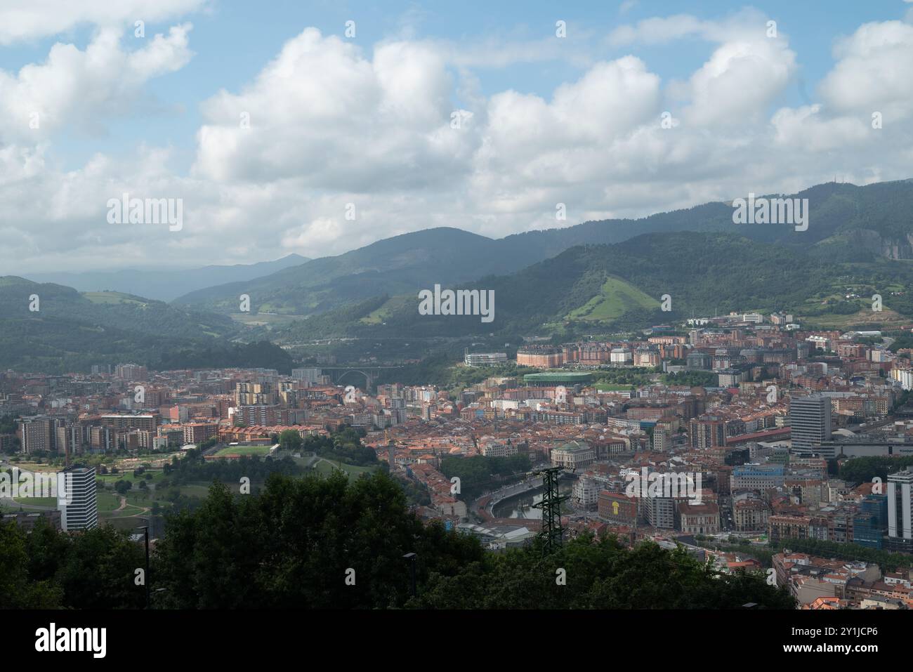 The city of Bilbao in Spain, a cityscape view from the panoramic ...