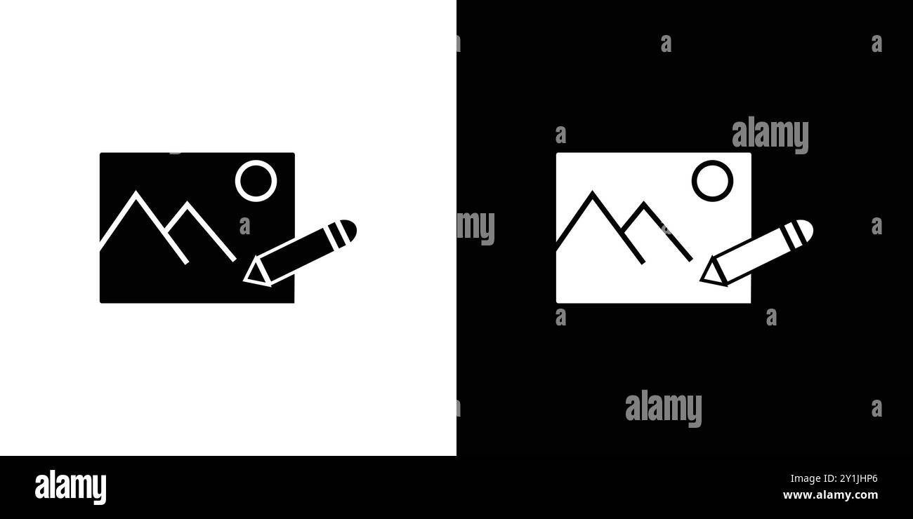 edit image icon - Copy simple flat vector symbol outline collection set logo Stock Vector