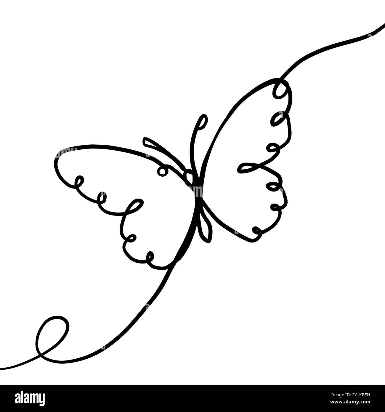 Butterfly one line drawing style. Hand drawing Line art. Not AI. Vector ...