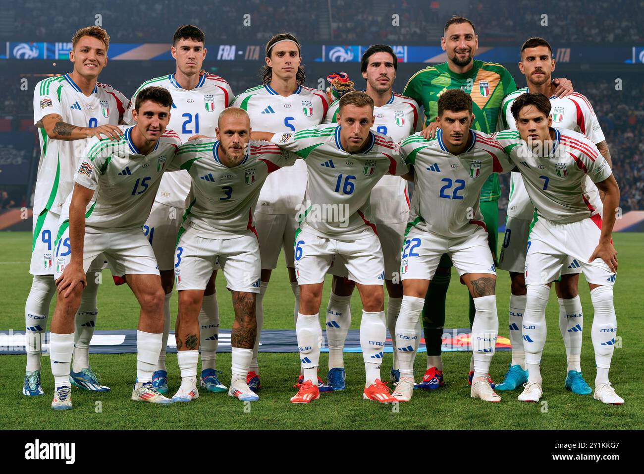 Italy team line up during France vs Italy, Football UEFA Nations 
