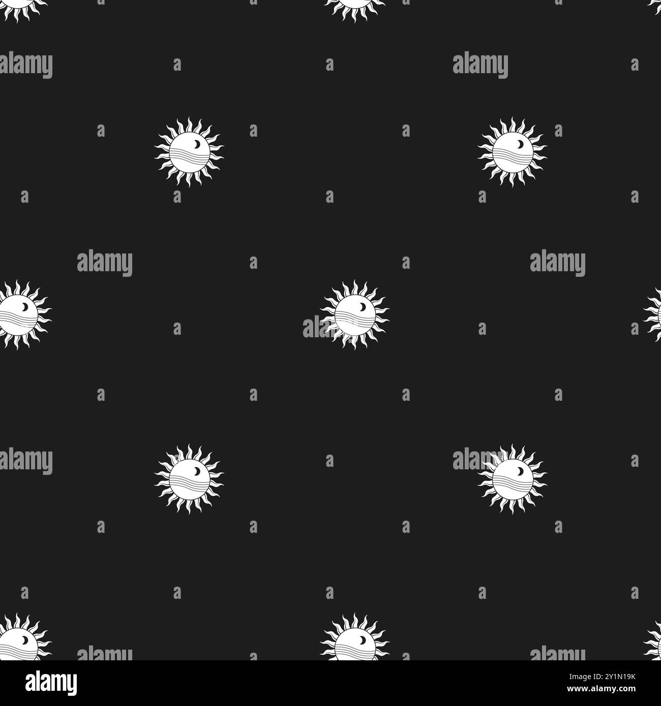 Yin yang sun seamless pattern vector Stock Vector