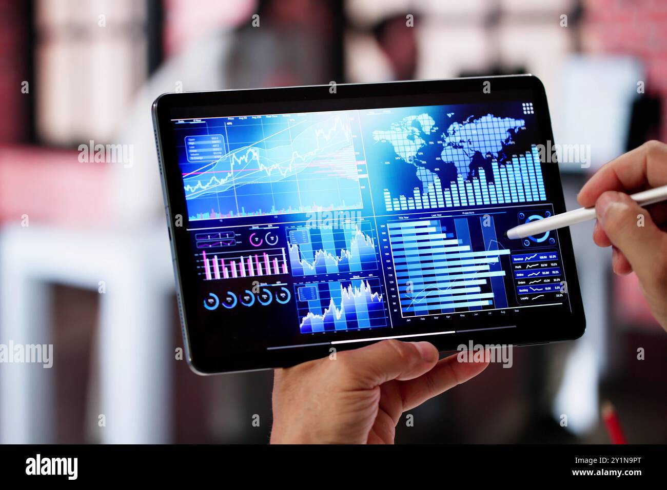 Data Analyst Using Data Analytics KPI Dashboard Stock Photo