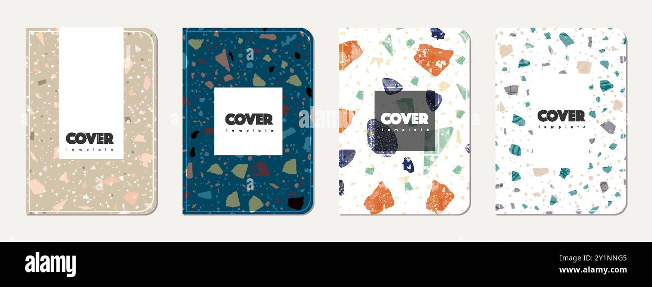 School notebook cover design. Terrazzo abstract background made of ...