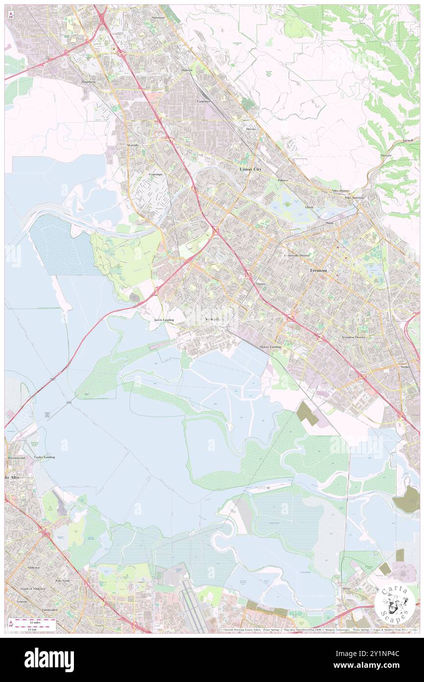 Newark, Alameda County, US, United States, California, N 37 31' 46'', S 122 2' 24'', map, Cartascapes Map published in 2024. Explore Cartascapes, a map revealing Earth's diverse landscapes, cultures, and ecosystems. Journey through time and space, discovering the interconnectedness of our planet's past, present, and future. Stock Photo