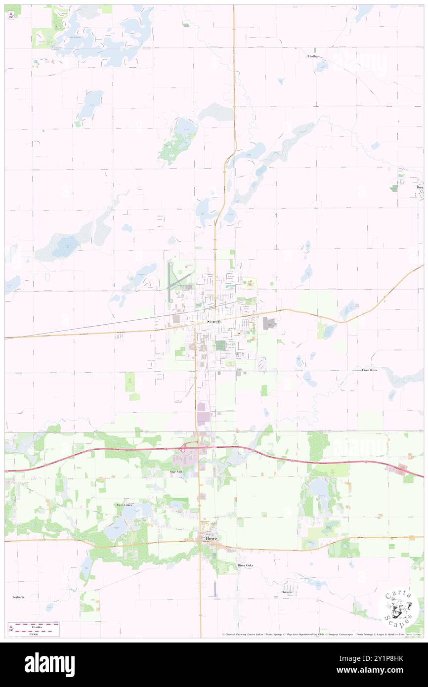 Sturgis, Saint Joseph County, US, United States, Michigan, N 41 47' 57'', S 85 25' 8'', map, Cartascapes Map published in 2024. Explore Cartascapes, a map revealing Earth's diverse landscapes, cultures, and ecosystems. Journey through time and space, discovering the interconnectedness of our planet's past, present, and future. Stock Photo