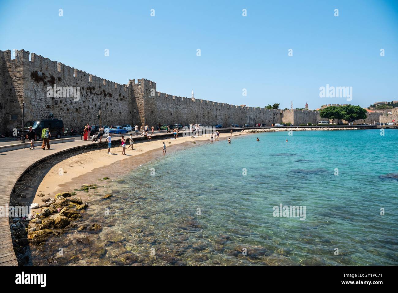 Rhodes Town Greece July 18 2024 Akti Sachtouri Sand Beach In 