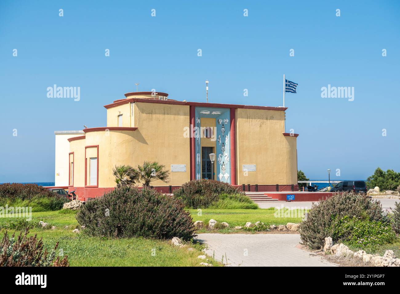 Rhodes Town, Greece – July 18, 2024. Building of Rhodes Aquarium in ...