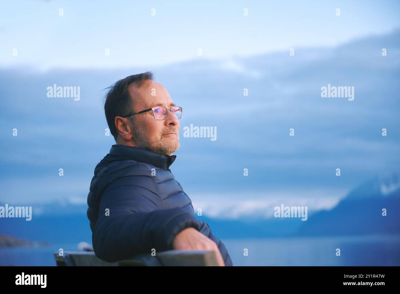 Portrait happy calm bearded man hi-res stock photography and images - Alamy